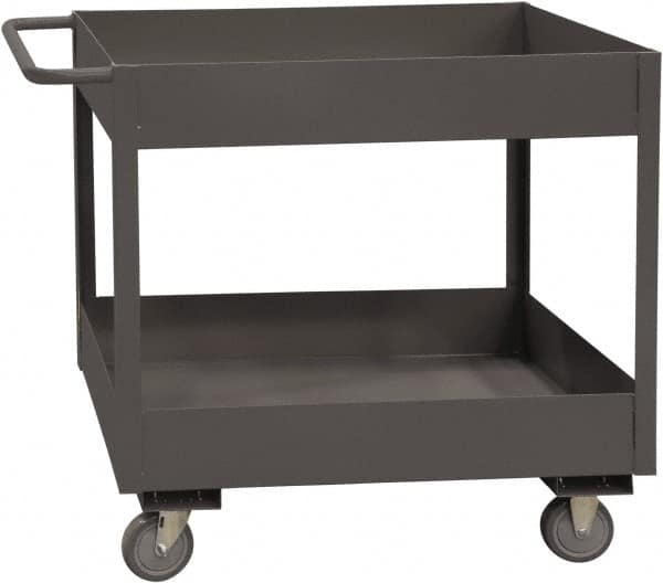 Durham - 3,600 Lb Capacity, 24" Wide x 48" Long x 39-1/16" High Service Cart - 2 Shelf, Steel, 2 Rigid/2 Swivel Casters - Americas Industrial Supply