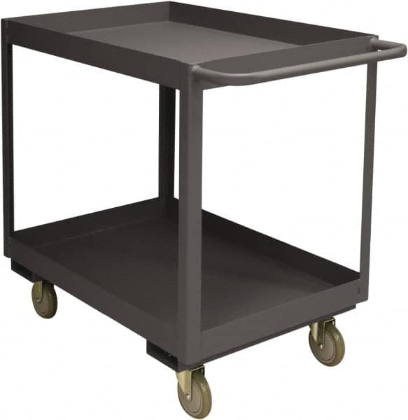 Durham - 3,600 Lb Capacity, 18" Wide x 30" Long x 38-1/2" High Service Cart - 2 Shelf, Steel, 2 Rigid/2 Swivel Casters - Americas Industrial Supply