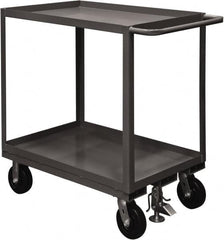 Durham - 2,400 Lb Capacity, 30" Wide x 60" Long x 37-5/8" High Service Cart - 2 Shelf, Steel, 2 Rigid/2 Swivel Casters - Americas Industrial Supply