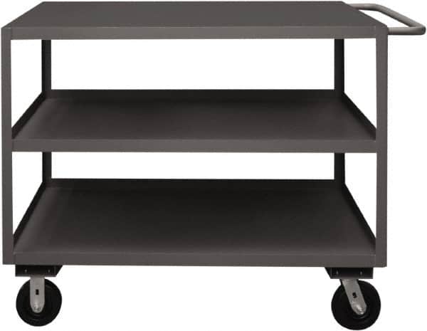 Durham - 3,000 Lb Capacity, 30" Wide x 48" Long x 37-5/8" High Service Cart - 3 Shelf, Steel, 2 Rigid/2 Swivel Casters - Americas Industrial Supply