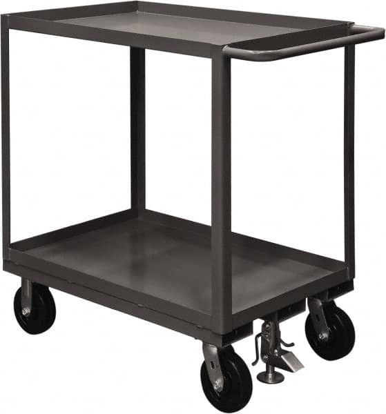 Durham - 2,400 Lb Capacity, 30" Wide x 48" Long x 37-5/8" High Service Cart - 2 Shelf, Steel, 2 Rigid/2 Swivel Casters - Americas Industrial Supply
