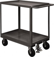 Durham - 2,400 Lb Capacity, 30" Wide x 48" Long x 37-5/8" High Service Cart - 2 Shelf, Steel, 2 Rigid/2 Swivel Casters - Americas Industrial Supply