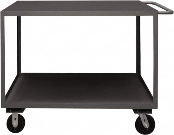 Durham - 3,000 Lb Capacity, 24" Wide x 48" Long x 39-1/16" High Service Cart - 2 Shelf, Steel, 2 Rigid/2 Swivel Casters - Americas Industrial Supply