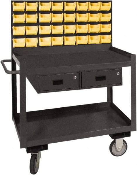 Durham - 1,200 Lb Capacity, 24" Wide x 36" Long x 64-1/8" High Service Cart - 2 Drawer, 2 Shelf, Steel, 2 Rigid/2 Swivel Casters - Americas Industrial Supply
