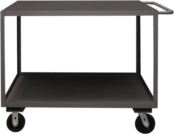 Durham - 3,000 Lb Capacity, 24" Wide x 36" Long x 39-1/16" High Service Cart - 2 Shelf, Steel, 2 Rigid/2 Swivel Casters - Americas Industrial Supply