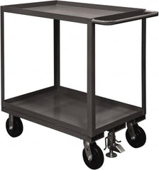 Durham - 2,400 Lb Capacity, 24" Wide x 36" Long x 37-5/8" High Service Cart - 2 Shelf, Steel, 2 Rigid/2 Swivel Casters - Americas Industrial Supply