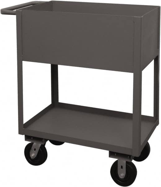 Durham - 1,200 Lb Capacity, 18" Wide x 30" Long x 39-1/16" High Service Cart - 2 Shelf, Steel, 2 Rigid/2 Swivel Casters - Americas Industrial Supply