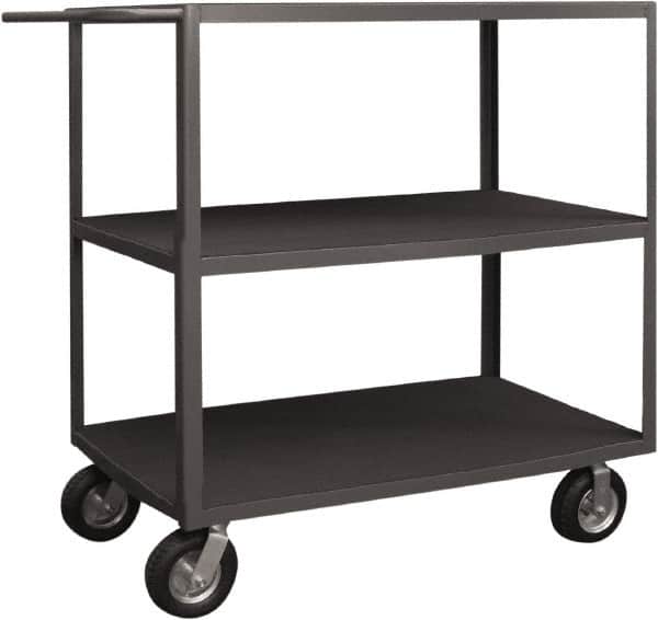Durham - 1,200 Lb Capacity, 30" Wide x 60" Long x 55-3/8" High Instrument Cart - 3 Shelf, Steel, 2 Rigid/2 Swivel Casters - Americas Industrial Supply