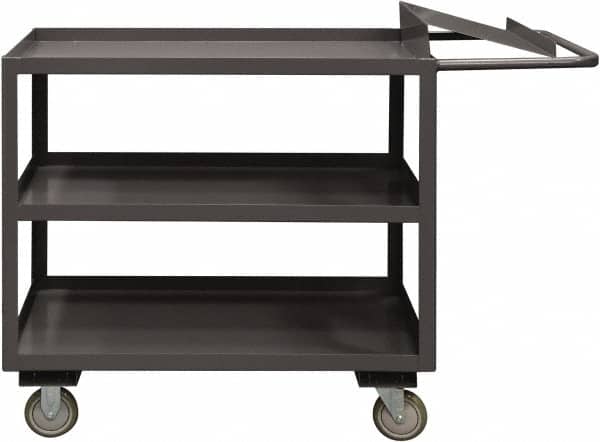 Durham - 1,200 Lb Capacity, 24" Wide x 48" Long x 37-5/8" High Order Picking Cart - 3 Shelf, Steel, 2 Rigid/2 Swivel Casters - Americas Industrial Supply