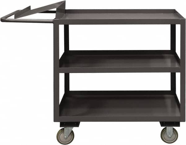 Durham - 1,200 Lb Capacity, 18" Wide x 36" Long x 37-5/8" High Order Picking Cart - 3 Shelf, Steel, 2 Rigid/2 Swivel Casters - Americas Industrial Supply
