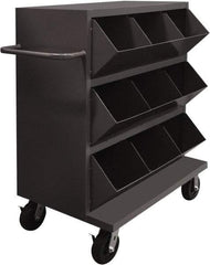 Durham - 2,400 Lb Capacity, 24" Wide x 36" Long x 49-1/4" High Storage Bin Cart - 9 Slot, Steel, 2 Rigid/2 Swivel Casters - Americas Industrial Supply