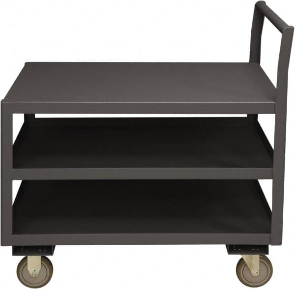 Durham - 1,200 Lb Capacity, 30-1/4" Wide x 63" Long x 37-1/2" High Service Cart - 3 Shelf, Steel, 2 Rigid/2 Swivel Casters - Americas Industrial Supply