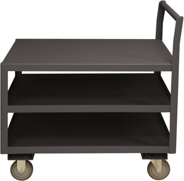 Durham - 1,200 Lb Capacity, 24-1/4" Wide x 51" Long x 37-1/2" High Service Cart - 3 Shelf, Steel, 2 Rigid/2 Swivel Casters - Americas Industrial Supply