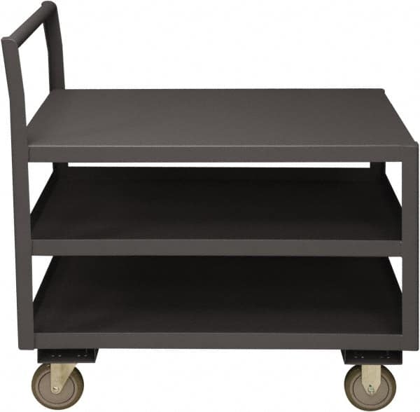 Durham - 1,200 Lb Capacity, 24-1/4" Wide x 39" Long x 37-1/2" High Service Cart - 3 Shelf, Steel, 2 Rigid/2 Swivel Casters - Americas Industrial Supply