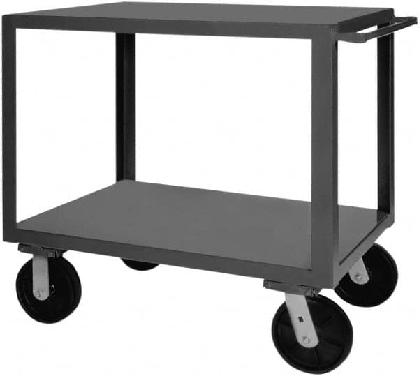 Durham - 5,000 Lb Capacity, 36" Wide x 72" Long x 40-1/4" High Heavy Duty Service Cart - 2 Shelf, Steel, 2 Rigid/2 Swivel Casters - Americas Industrial Supply