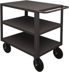 Durham - 5,000 Lb Capacity, 24" Wide x 48" Long x 40-1/4" High Heavy Duty Service Cart - 3 Shelf, Steel, 2 Rigid/2 Swivel Casters - Americas Industrial Supply