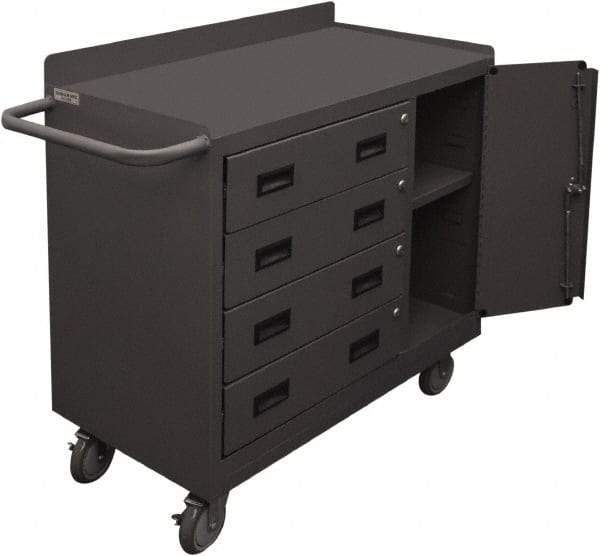 Durham - 1,200 Lb Capacity, 18" Wide x 36" Long x 39-3/4" High Mobile Cart - 1 Door, 4 Drawer, 1 Shelf, Steel, 2 Rigid/2 Swivel Casters - Americas Industrial Supply