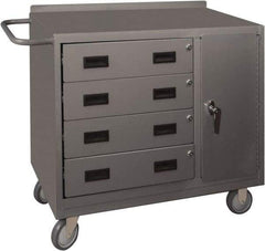 Durham - 1,200 Lb Capacity, 18" Wide x 36" Long x 39-3/4" High Mobile Cart - 1 Door, 4 Drawer, 1 Shelf, Steel, 2 Rigid/2 Swivel Casters - Americas Industrial Supply