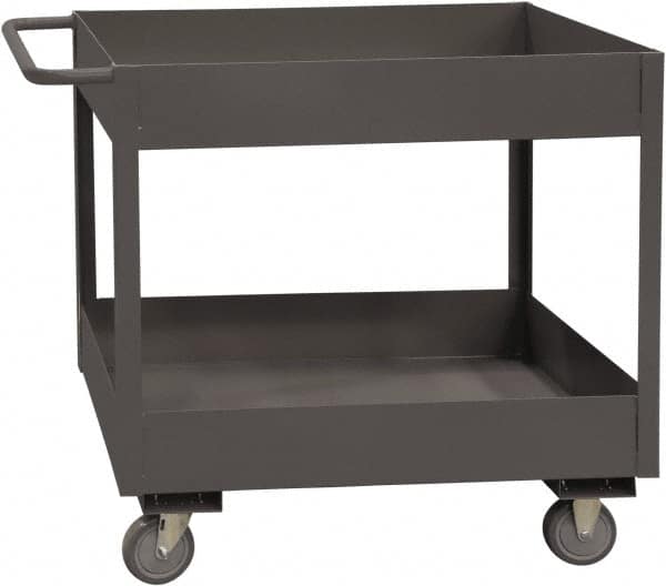 Durham - 3,600 Lb Capacity, 18" Wide x 30" Long x 38-1/2" High Service Cart - 2 Shelf, Steel, 2 Rigid/2 Swivel Casters - Americas Industrial Supply