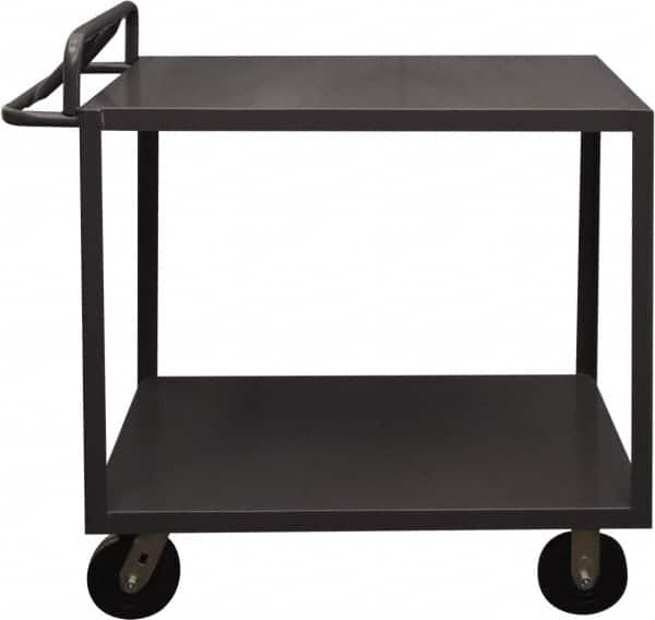 Durham - 3,600 Lb Capacity, 18" Wide x 30" Long x 39" High Service Cart - 2 Shelf, Steel, 2 Rigid/2 Swivel Casters - Americas Industrial Supply