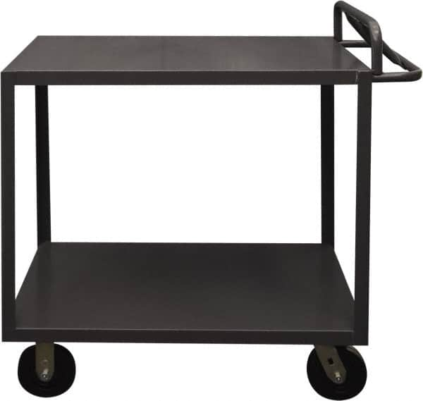 Durham - 3,600 Lb Capacity, 24" Wide x 48" Long x 37-5/8" High Service Cart - 2 Shelf, Steel, 2 Rigid/2 Swivel Casters - Americas Industrial Supply