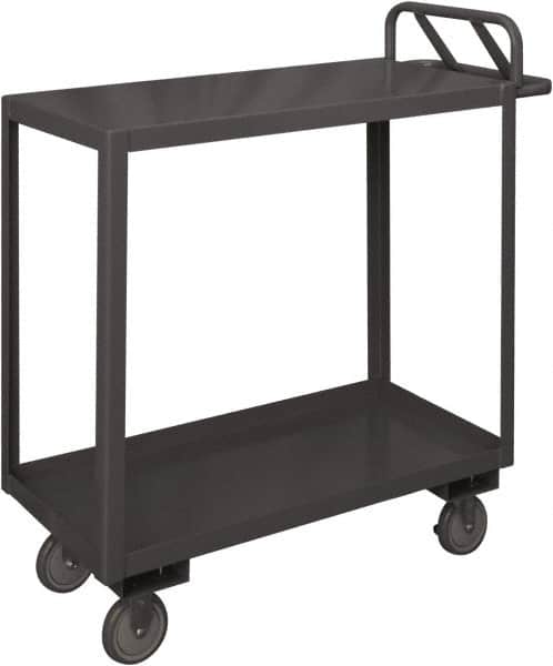 Durham - 1,200 Lb Capacity, 24" Wide x 48" Long x 37-5/8" High Service Cart - 2 Shelf, Steel, 2 Rigid/2 Swivel Casters - Americas Industrial Supply