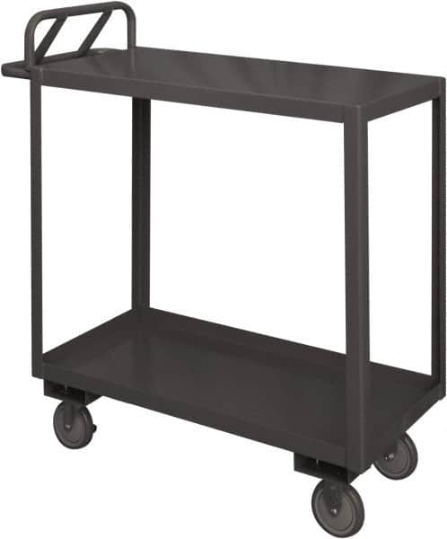 Durham - 1,200 Lb Capacity, 30" Wide x 48" Long x 38" High Service Cart - 2 Shelf, Steel, 2 Rigid/2 Swivel Casters - Americas Industrial Supply