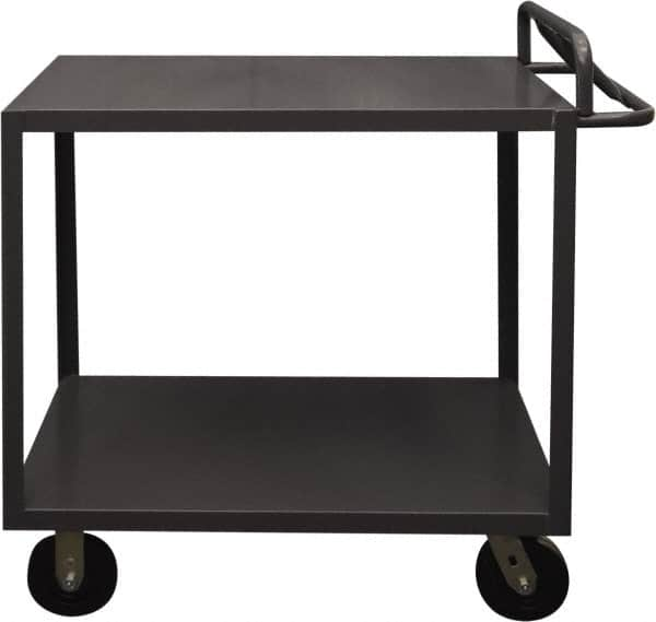 Durham - 3,600 Lb Capacity, 30" Wide x 60" Long x 30" High Service Cart - 2 Shelf, Steel, 2 Rigid/2 Swivel Casters - Americas Industrial Supply