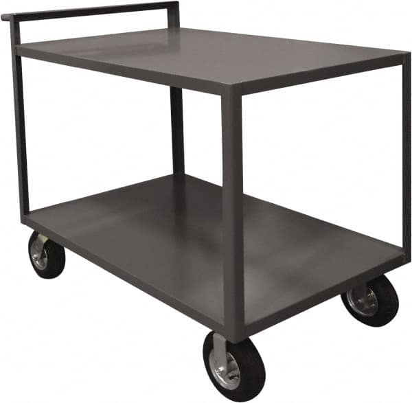 Durham - 1,500 Lb Capacity, 30.25" Wide x 54.25" Long x 36.33" High Service Cart - 2 Shelf, Steel, 2 Rigid/2 Swivel Casters - Americas Industrial Supply