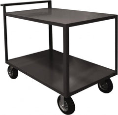 Durham - 1,500 Lb Capacity, 24" Wide x 48" Long x 39-7/16" High Service Cart - 2 Shelf, Steel, 2 Rigid/2 Swivel Casters - Americas Industrial Supply