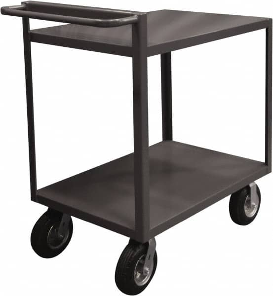 Durham - 1,500 Lb Capacity, 24" Wide x 36" Long x 39-7/16" High Service Cart - 2 Shelf, Steel, 2 Rigid/2 Swivel Casters - Americas Industrial Supply