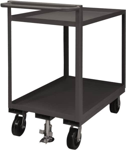 Durham - 1,500 Lb Capacity, 24" Wide x 48" Long x 41-1/16" High Service Cart - 2 Shelf, Steel, 2 Rigid/2 Swivel Casters - Americas Industrial Supply