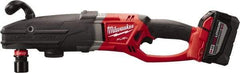 Milwaukee Tool - 18 Volt 7/16" Chuck Right Angle Handle Cordless Drill - 0-350; 0-950 RPM, Reversible, 2 Lithium-Ion Batteries Included - Americas Industrial Supply