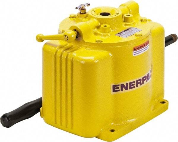 Enerpac - 1 Stage, 1-1/2" Piston Diam, 1/4 NPTF, 0.58 Cu In Per Stroke, Manual Hydraulic Pump - 200 Cu In Reservoir, 1-1/2" Piston Stroke, 2,500 psi First Stage - Americas Industrial Supply