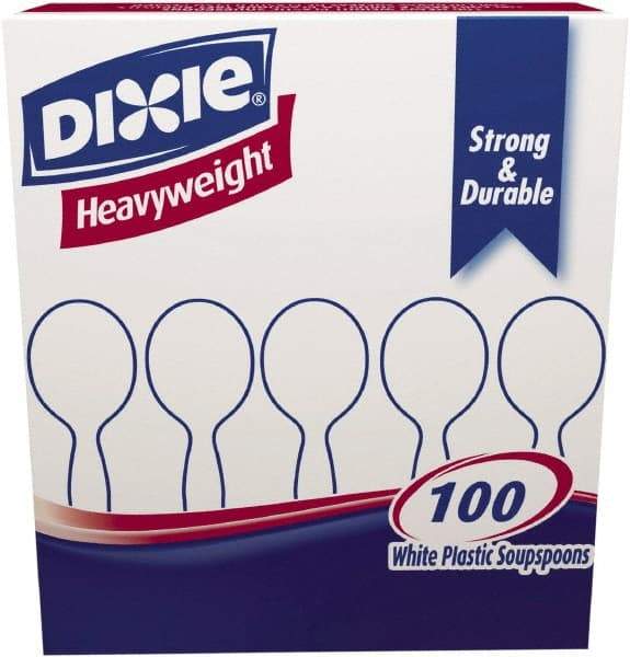 Dixie - Plastic Cutlery, Heavyweight Soup Spoons, 100/B oz - White - Americas Industrial Supply