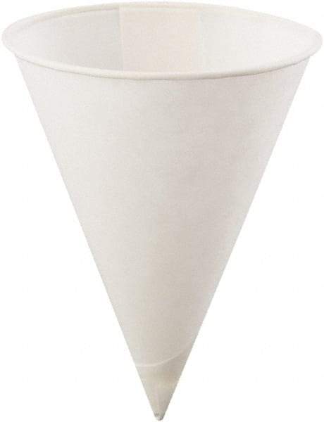 Konie - Poly-Bag Rolled-Rim Paper Cone Cups, 4 oz, 5000/Carton - White - Americas Industrial Supply