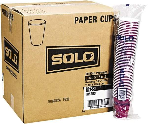 Solo - Bistro Design Hot Drink Cups, Paper, 12 oz, 50/Bag, 20 Bags/Carton - Maroon - Americas Industrial Supply