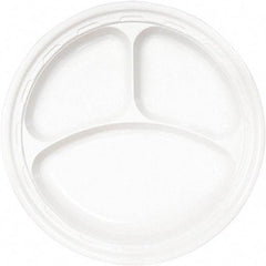 DART - Famous Service Plastic Dinnerware, Plate, 3-Comp, 10-1/4" Diam - White - Americas Industrial Supply