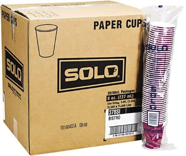 Solo - Bistro Design Hot Drink Cups, Paper, 10 oz, 1000/Carton - Maroon - Americas Industrial Supply