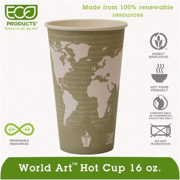 ECO PRODUCTS - World Art Renewable Compostable Hot Cups, 16 oz, 50/PK, 20 PK/CT - World Art Design - Americas Industrial Supply