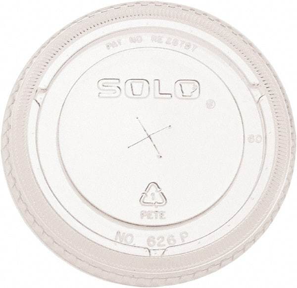 Solo - PETE Flat Straw-Slot Cold Cup Lids, Fits 16-24 oz, 100/Pack, 10 Packs/Carton - Clear - Americas Industrial Supply