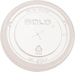 Solo - PETE Flat Straw-Slot Cold Cup Lids, Fits 16-24 oz, 100/Pack, 10 Packs/Carton - Clear - Americas Industrial Supply