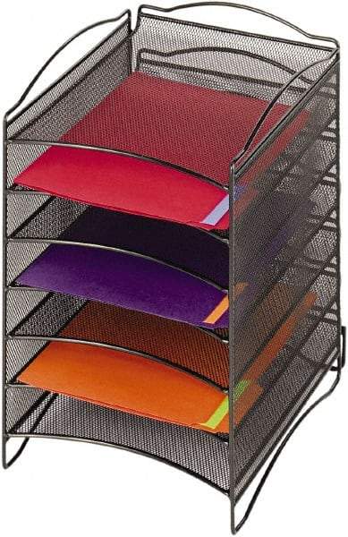 Safco - 10-1/4" Wide x 12-3/4" Deep x 15-1/4" High, 6 Compartments, Steel Desk Top Organizer - Black, 9-1/2" Compartment Width x 1" Compartment Depth x 12" Compartment Height - Americas Industrial Supply