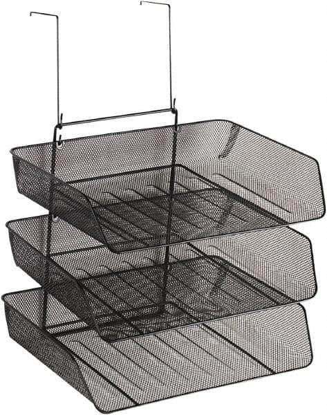 FELLOWES - 11-1/8" Wide x 14" Deep x 14-3/4" High, 3 Compartments, Wire Mesh 3 Tier Organizer - Black, 9" Compartment Width x 6" Compartment Depth x 12" Compartment Height - Americas Industrial Supply