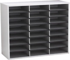 FELLOWES - 29" Wide x 11-7/8" Deep x 23-7/16" High, 24 Compartments, Corrugated Fiberboard & Laminated Literature Organizer - Dove Gray, 9" Compartment Width x 2-1/2" Compartment Depth x 11" Compartment Height - Americas Industrial Supply