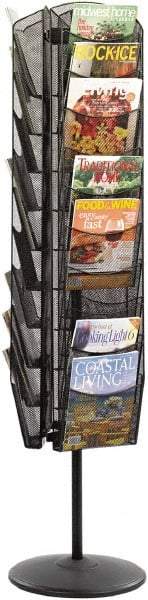 Safco - 15" Wide x 16-1/2" Deep x 66" High, 30 Compartments, Steel Rotary Literature Rack - Black, 9-1/2" Compartment Width x 5" Compartment Depth x 10" Compartment Height - Americas Industrial Supply