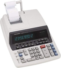 Sharp - Fluorescent Printing Calculator - 17mm Display Size, Light Gray, AC Powered, 12-1/2" Long x 8-3/4" Wide - Americas Industrial Supply