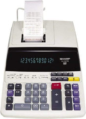 Sharp - Fluorescent Printing Calculator - 8-5/8 x 12-7/8 Display Size, White, AC Powered, 3.9" Long x 9.7" Wide - Americas Industrial Supply