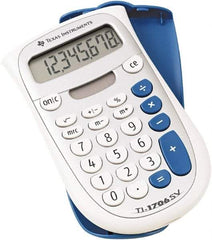 Texas Instruments - LCD Handheld Calculator - 3 x 5 Display Size, White & Blue, Battery & Solar Powered, 1" Long x 4.6" Wide - Americas Industrial Supply