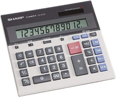 Sharp - LCD Portable Calculator - 7-1/4 x 6-7/8 Display Size, Light Gray, Battery & Solar Powered, 1.2" Long x 8.7" Wide - Americas Industrial Supply